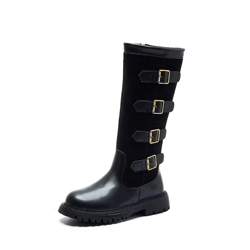 Girls Brown Knee High Boots 2026 Fall Winter New Fashion Riding Boots Kids Students Non-Slip Tall Boots Side Zipper Waterproof