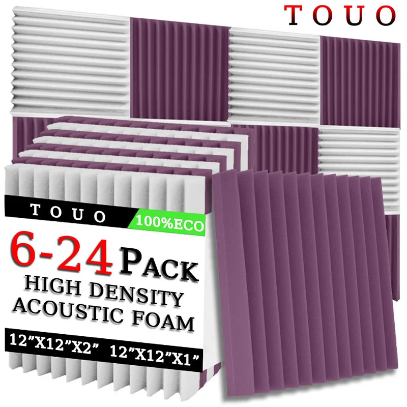 

TOUO акустическая пена, звукоизоляция, 6/12/24 шт., шумоизоляционная пена, домашняя студия, акустическая обработка, потолок, аксессуары для дома