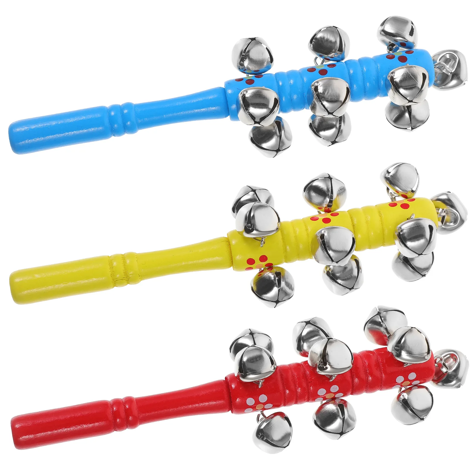 3 ชิ้น Jingle Stick Shaker ของเล่นกระดิ่งมือเครื่องดนตรี Sticks Instruments เด็ก