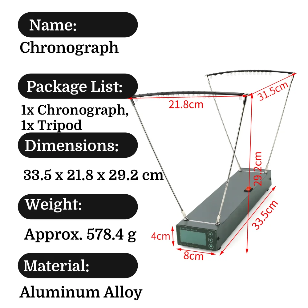 High Precision Archery Arrow Speed Chronograph with Foldable Stand for Arrows Steel Balls Energy Measurement and Velocity Tester