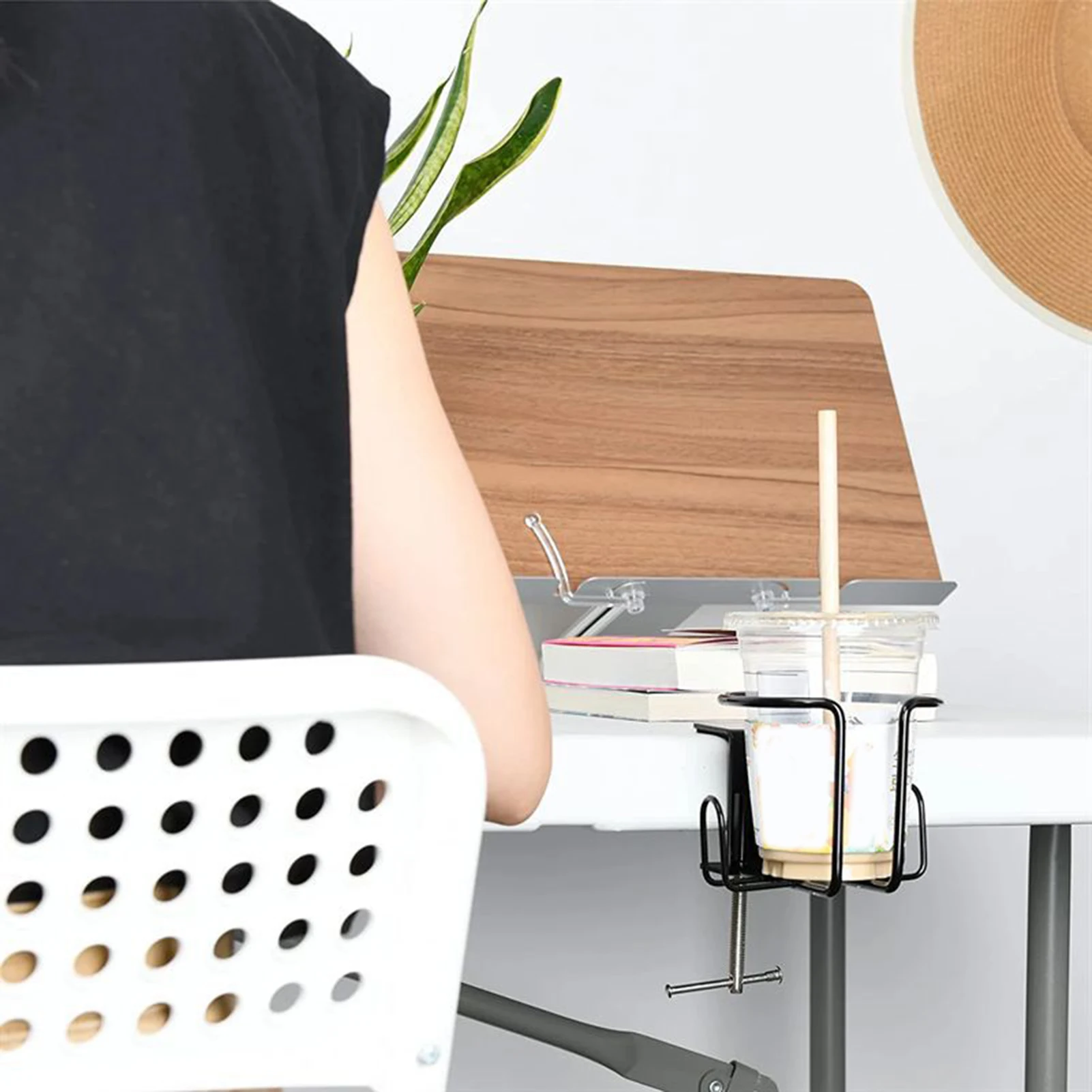 

Large Desk Cup Holder Anti-Spill Table Edge Clamp Cup Holder for Home Office and School
