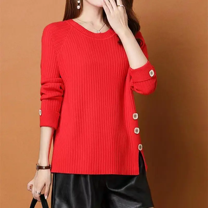 الخريف الشتاء مخطط البلوز سترة للنساء تريكو القمم منتصف العمر الأم الدافئة قاع البلوزات سحب فام S-3XL #3