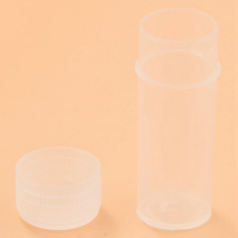 200X Plastic Sample Bottle 5Ml Test Tube Lab Small Vial Storage Container + Lid