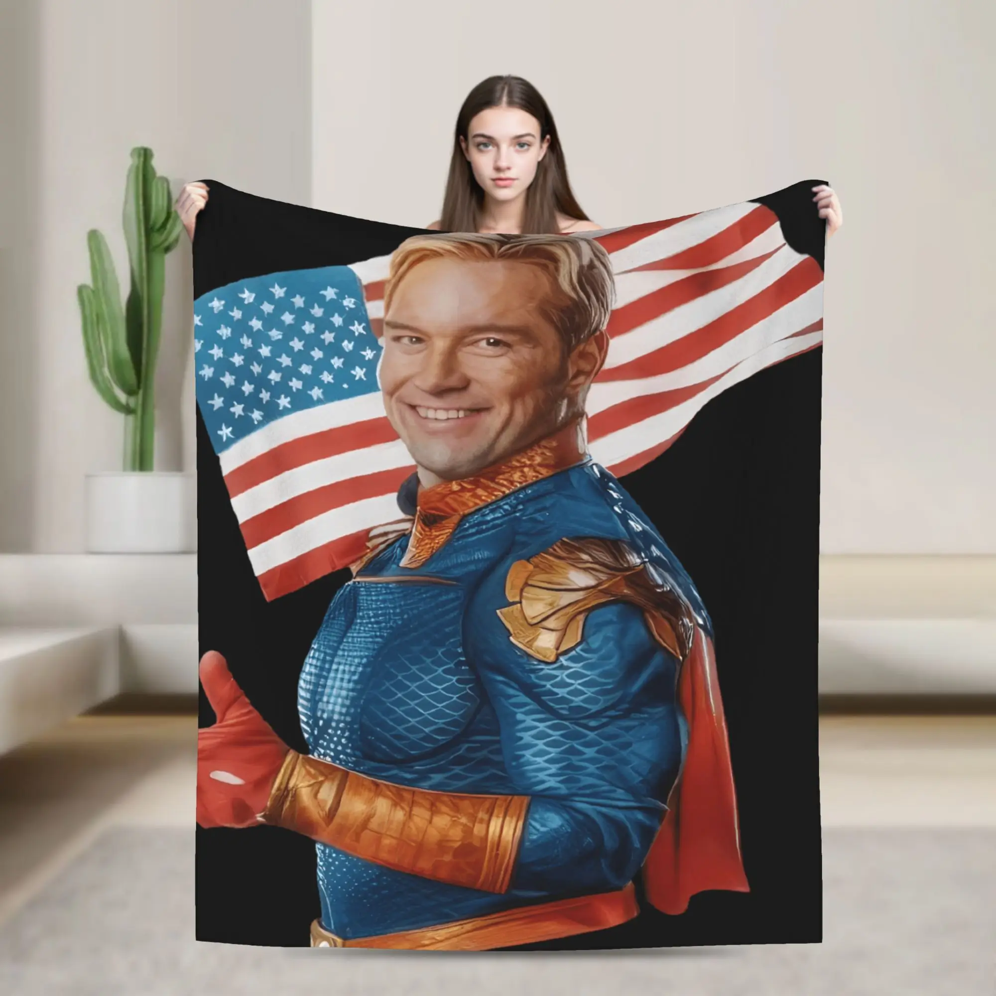 Homelander Blanket The Boys TV Warm Funny Plush Throw Blanket For Girls Boys Couch Chair Sofa Bed Flannel Bedspread Bed Cover