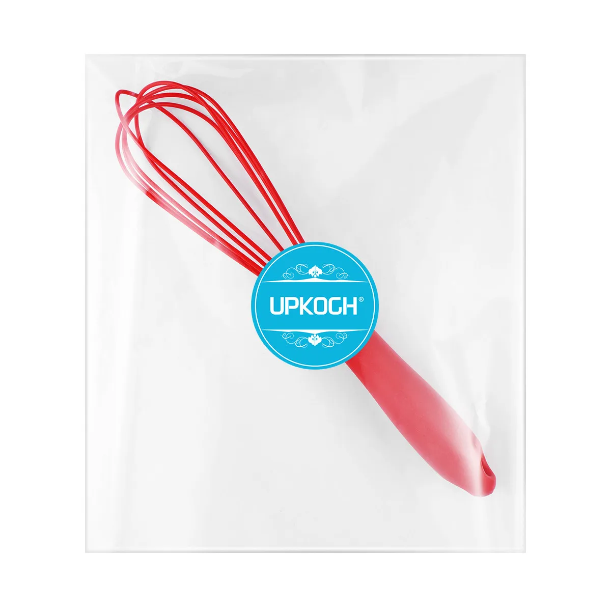 Silicone Non-Slip Egg Whisk Hand Mixer 10 Inches Ergonomic Handle Kitchen Tools for Beating Stirring Whipping Cream Red