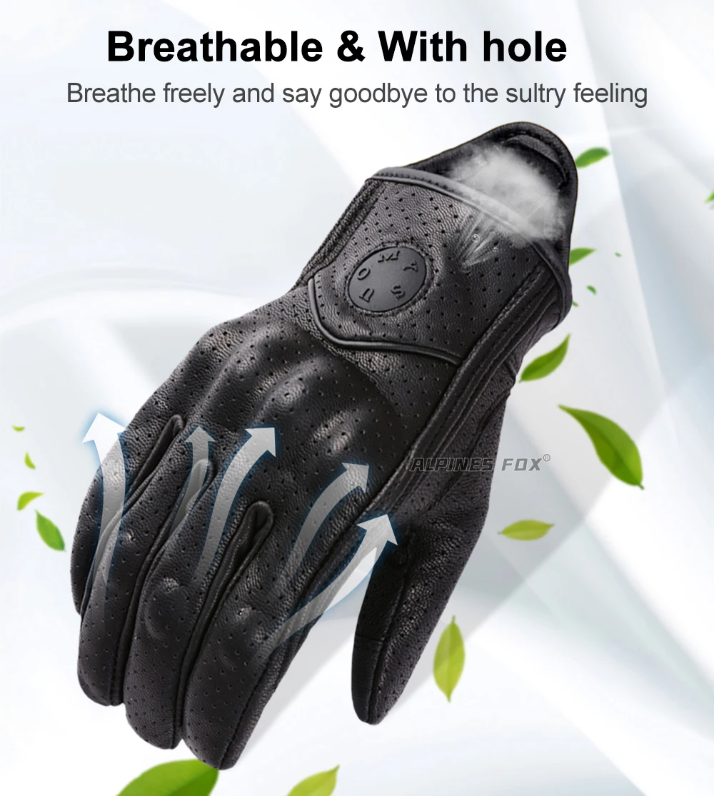 SUOMY Retro Leder Motorrad Handschuhe Männer Frauen Vinage Ziegenleder Motocross Handschuh Voll Finger Motorrad Vintage Biker Guantes Moto – Detail 7