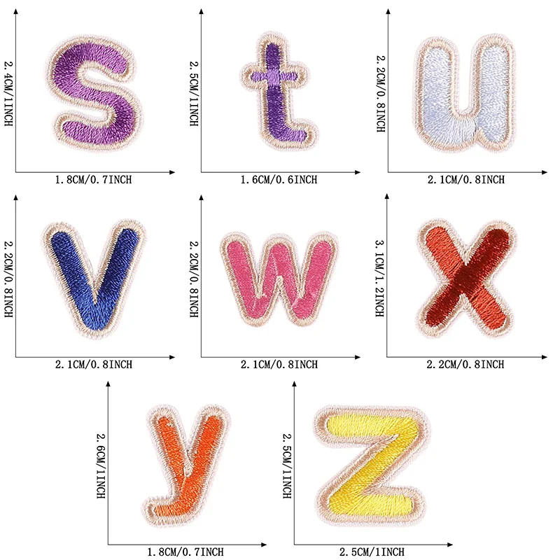 26/pcs/lot Stoffe Buchstaben Streifen Eisen auf Patch für Kleidung Kinder Baby Mini kleine nähen gestickte Alphabet Bulk Parches niedlichen Set – Detail 7