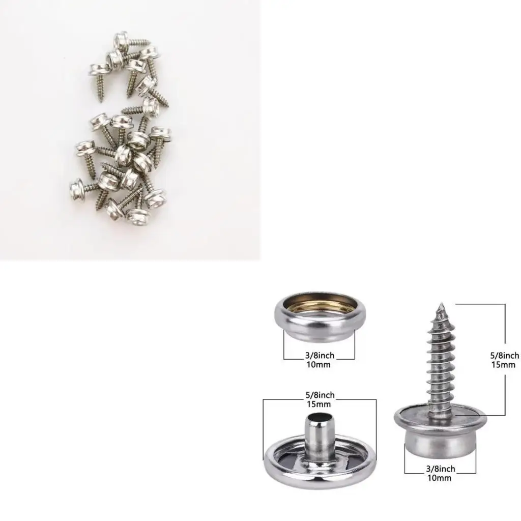 652F 50Pcs Stainless Steel Fastener Screw Press Button for Coat Bags Leathers Marine Canvas Accessories
