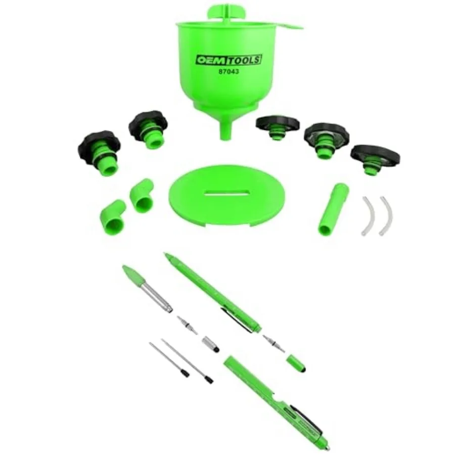 

No-Spill Professional Quality Coolant Funnel Kit Multi-Tool Pen Set 2 Piece EDC Pen Coolant Set Includes 5 Adapters Extensions