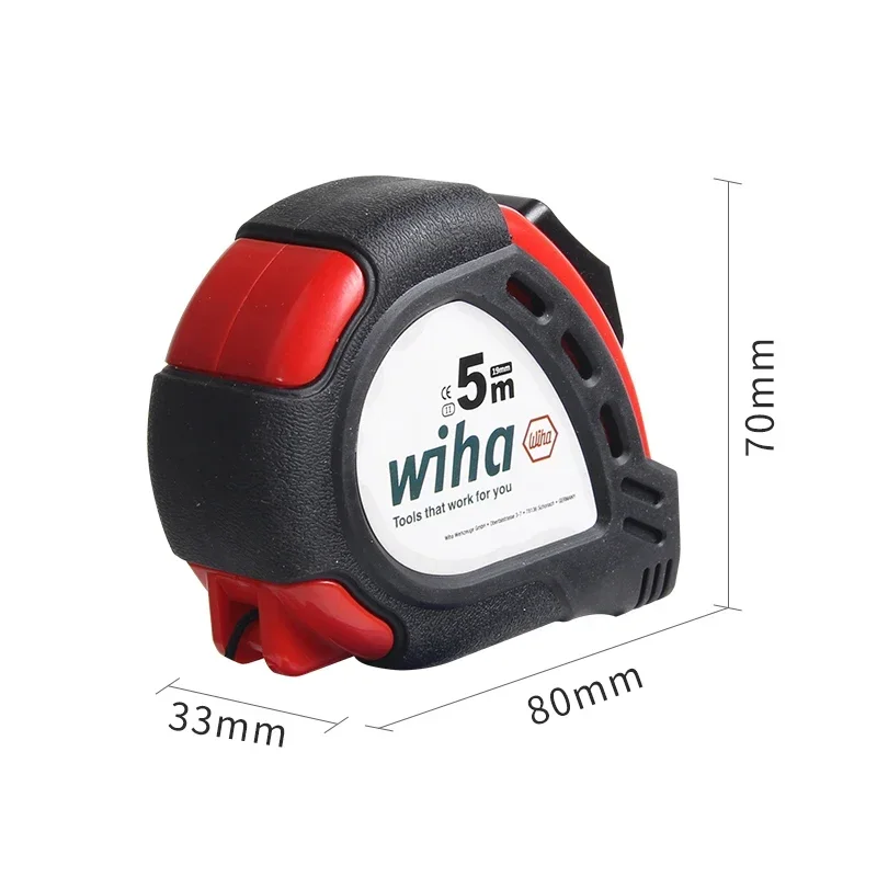 German Wiha 5M industrial grade steel tape measure thickened, widened, high-precision, wear-resistant, and drop resistant 33251