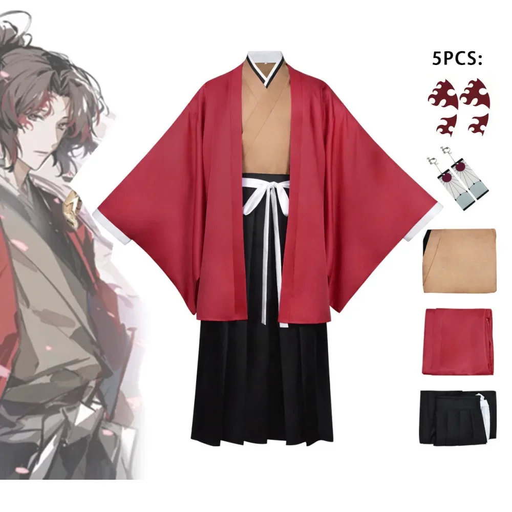 Tsugikuni Yoriichi Cosplay Conjunto Completo para Homens, Trajes Japoneses de Lazer, Acessórios Novidade, Halloween Props, Hi No Kokyu, Anime