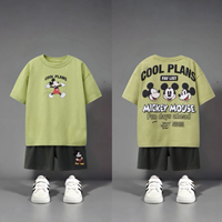 Cartoon Print T-shirt Outfits Summer Kids Clothing Mickey Short Sleeve Suit Children's Clothes Baby Boy Tees + Shorts Tracksuit