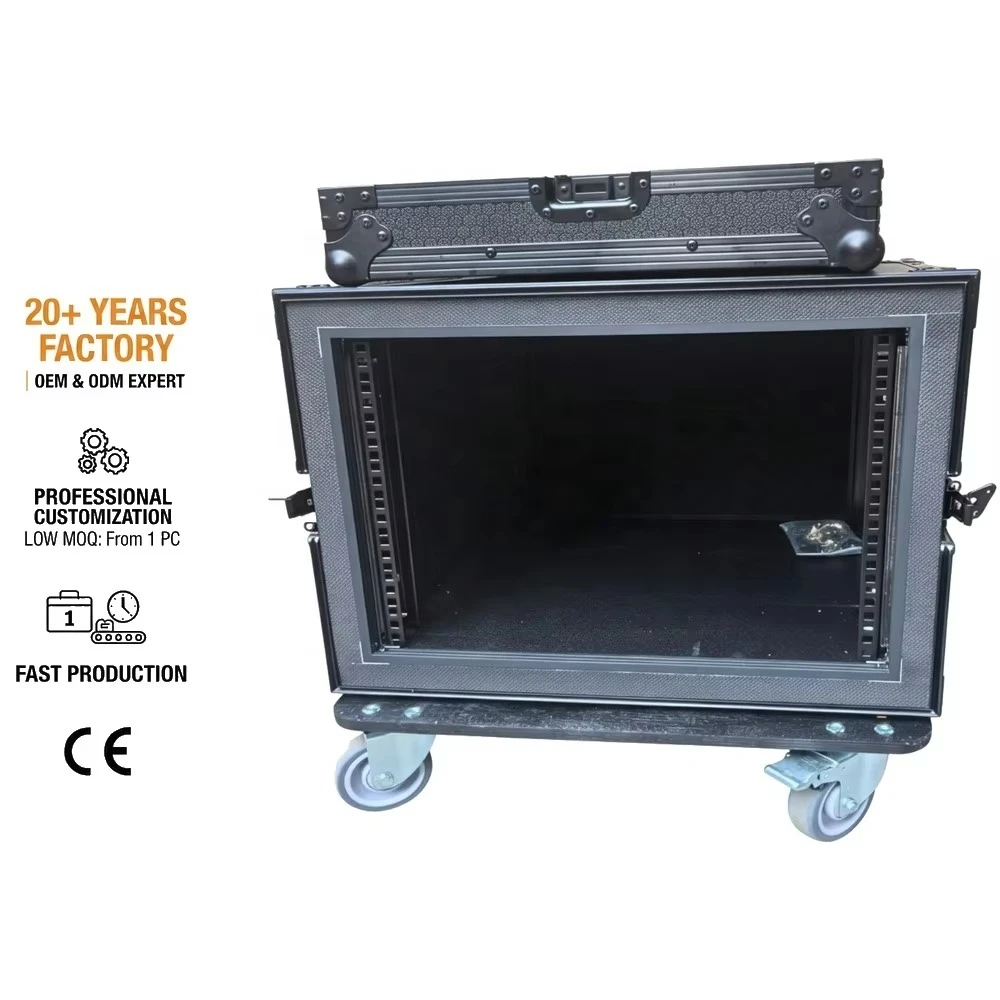 OEM 8U Rack Shock Mount Sliding Door Case IP65 Waterproof Customized Amplifier Flight Case