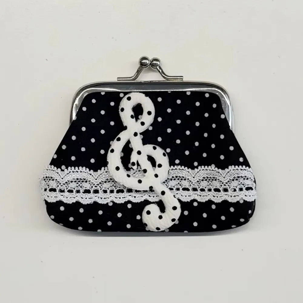 Cute Handmade Lace Coin Purse Wave Dot Design Rose Pattern Earphone Bag Vintage Craft Y2k Style Small Wallet For Ladies Gift