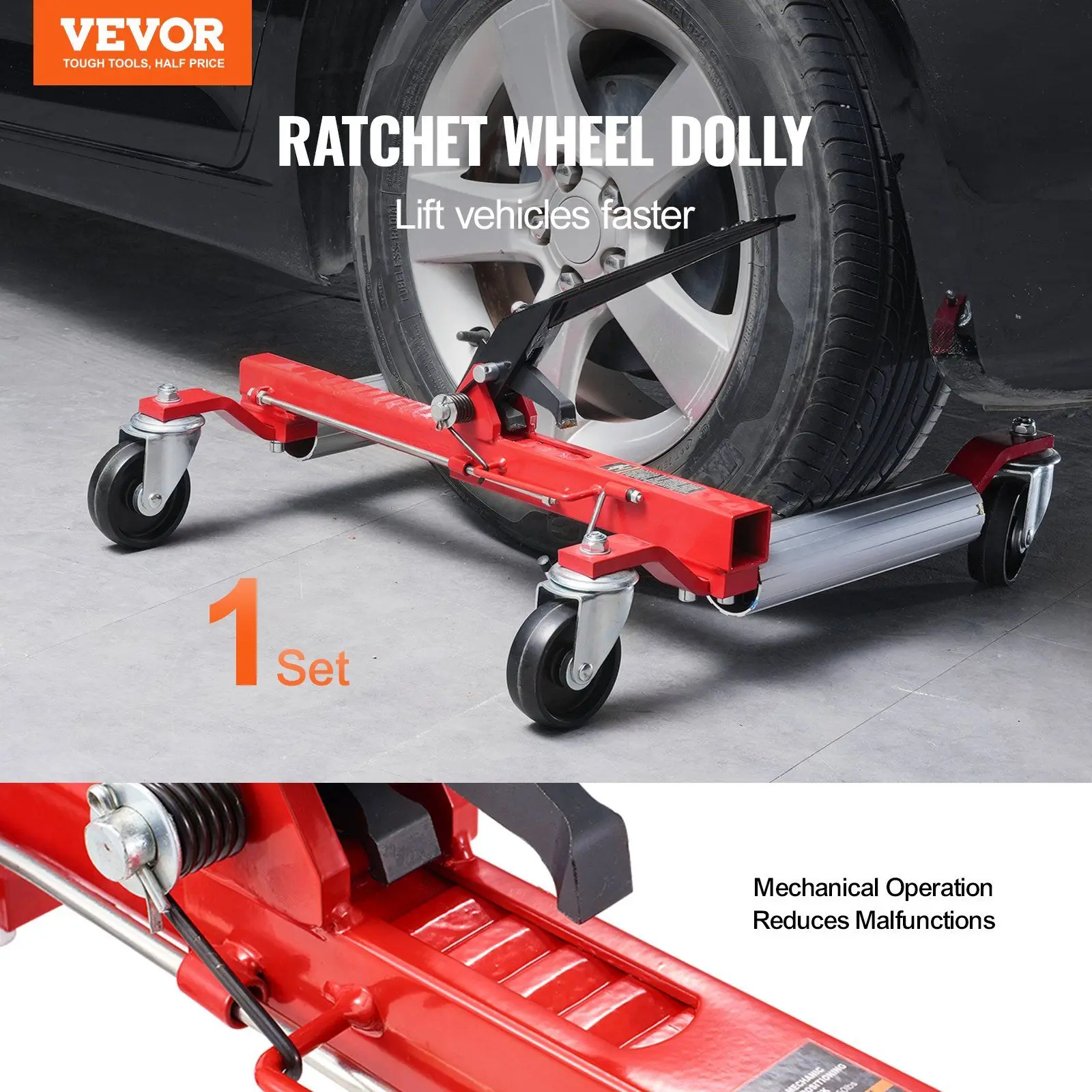 Wheel Dolly Heavy Duty Vehicle Positioning Tyre Jack Car Lifter 1500 Lbs
