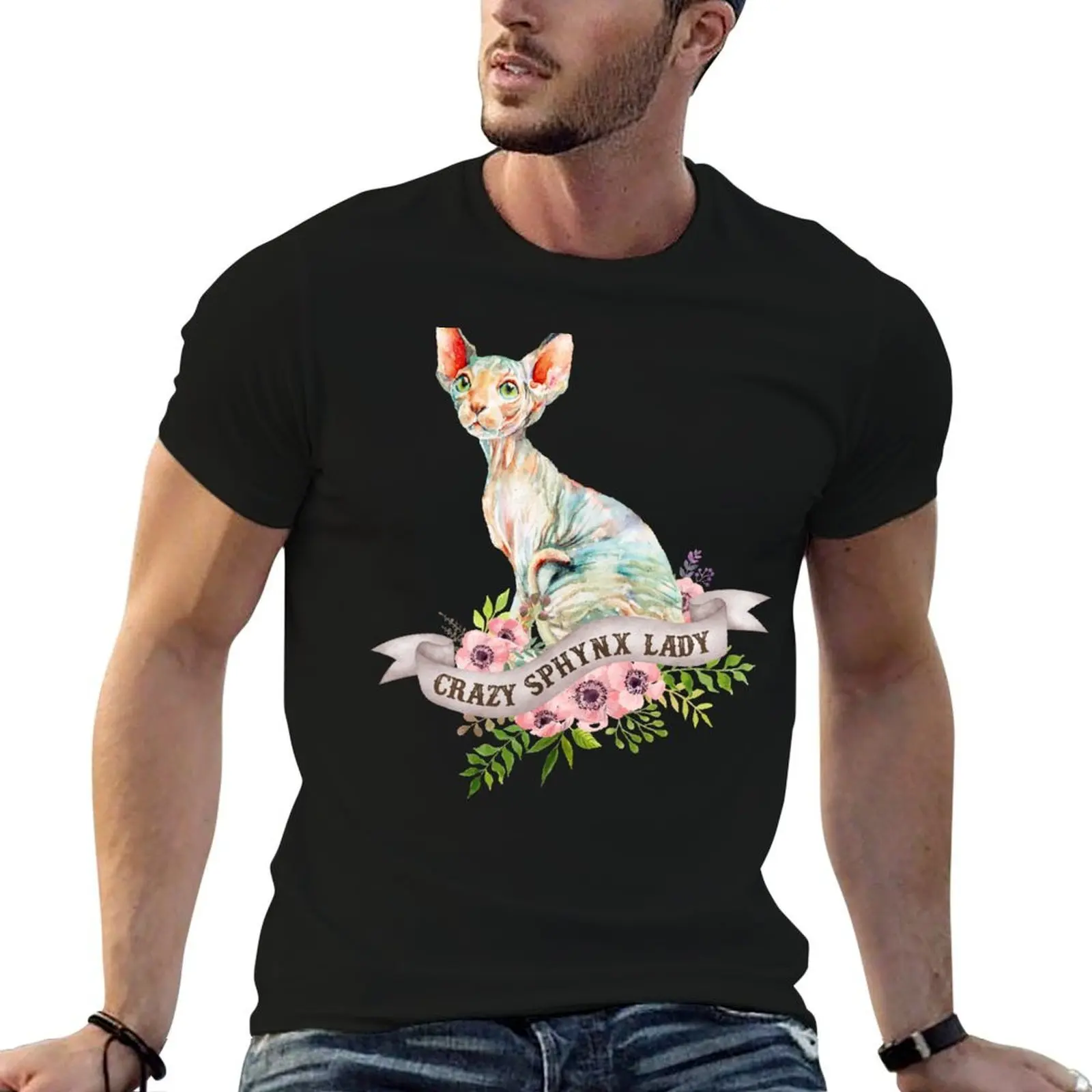 Crazy Sphynx Lady T-Shirt man t shirts graphic t shirt man casual printed t shirts for man T-shirt