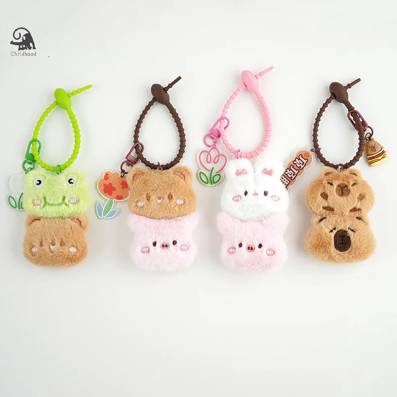 Creative Capybara Plush Doll Keychain Soft Stuffed Animal Capybara Doll Pendant Fashion Backpack Decoration Accessories Gifts