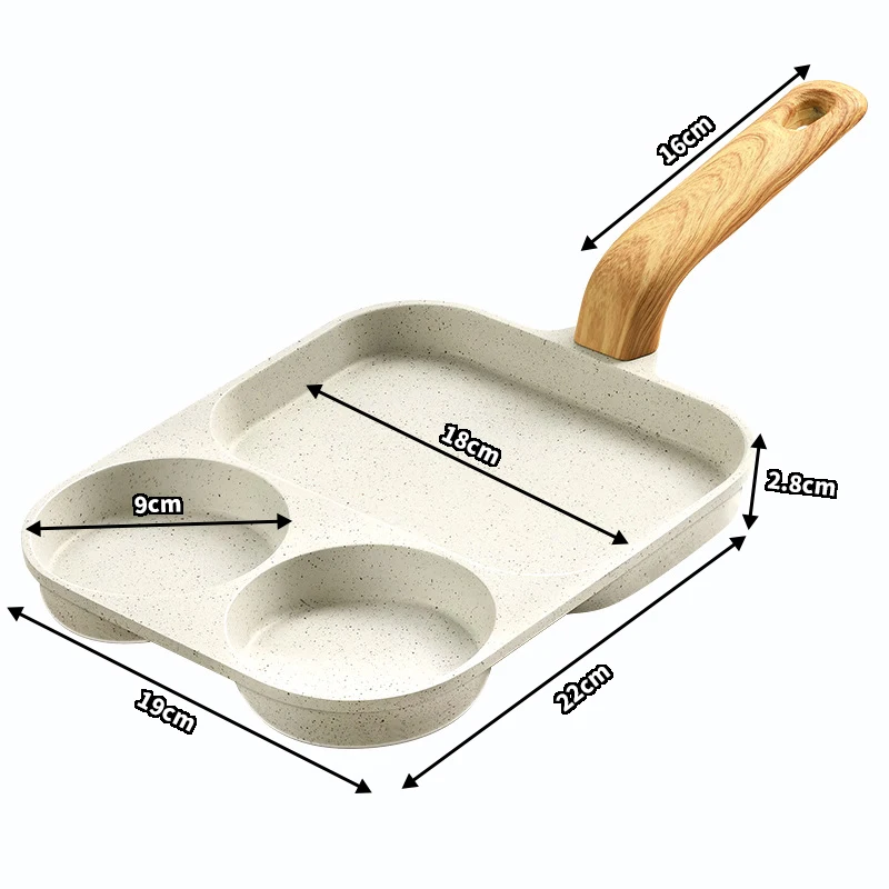 وعاء إفطار منزلي غير لاصق 3 في 1 عالمي مضاد للحرق وعاء برجر صغير ماي فان شي لحم الخنزير المقدد شريحة لحم البيض المقلي مقلاة مسطحة القاع