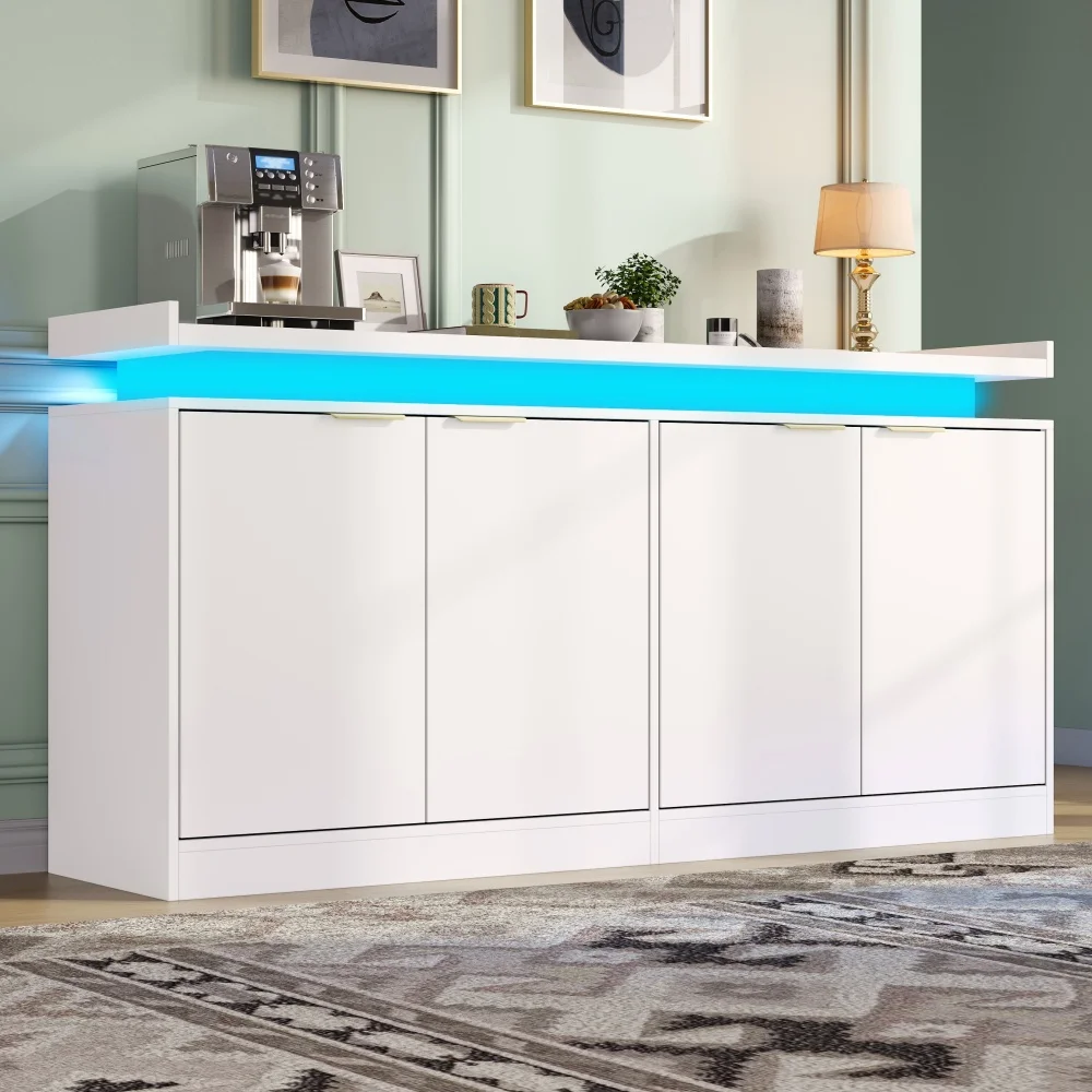 Credenza Buffet con 4 Ante, Ampio Spazio di Archiviazione, Armadio per Sala da Pranzo e Soggiorno, Dimensioni 160cm L 39cm P 83cm A, Arredamento per Esposizione Domestica
