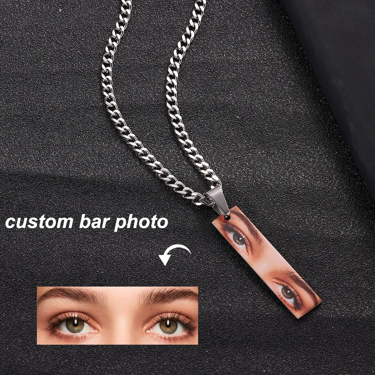 

Personalized Human Eyes Necklace Punk Stainless Steel Waterproof Charm Custom Uv Printing Jewelry Color Accuracy Girlfriend Gift