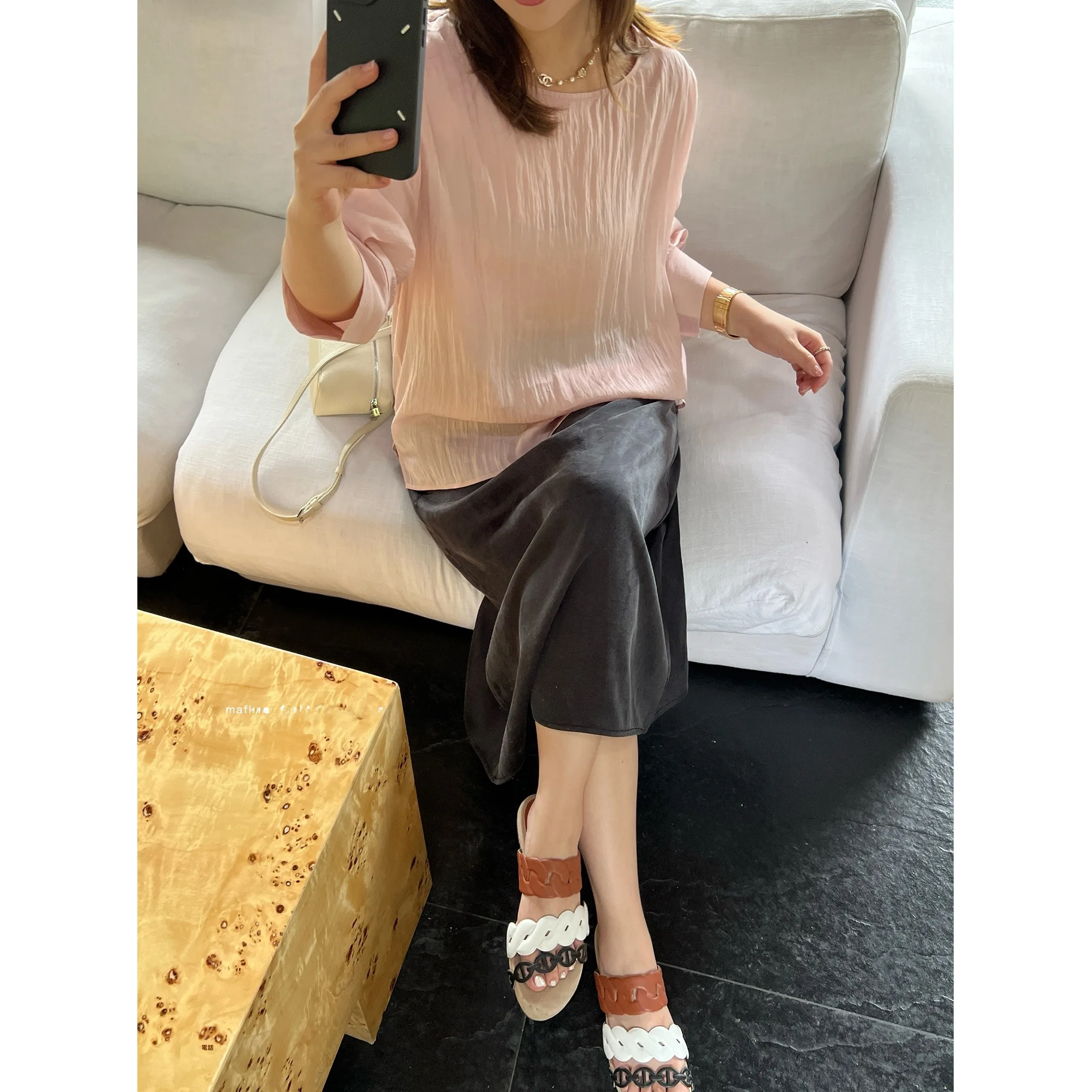 

Ele Casual Loose Women's plus Size Midi Skirt Summer Faion Simple Color Versatile Big Size Women's Skirt