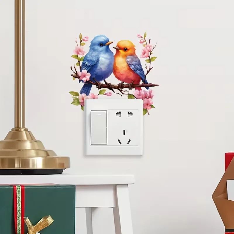 Two bird switch stickers on a plum blossom tree are suitable for backgrounds such as living rooms, bedrooms, and study rooms