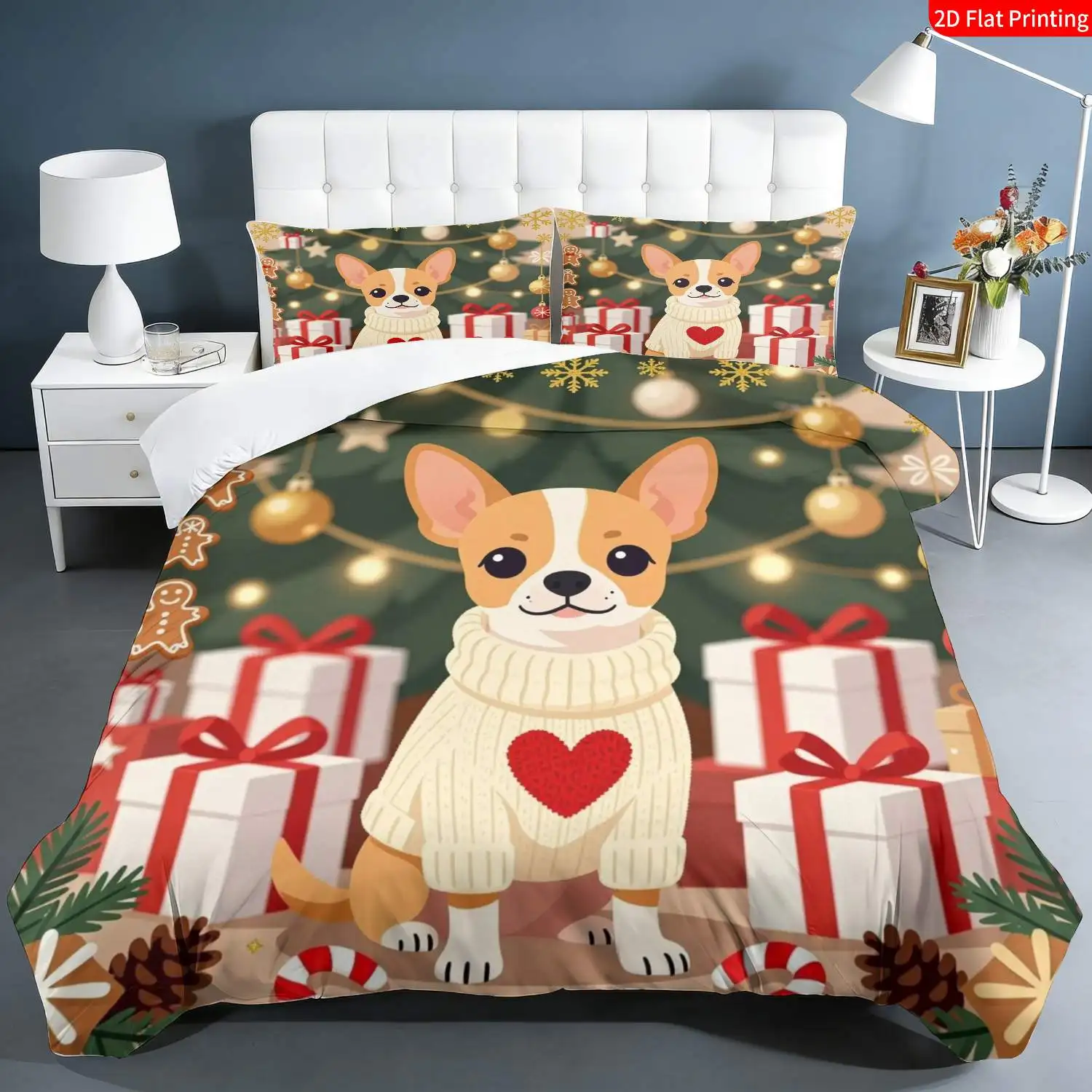 Cute Poodle Dog 2D Digital Bedding Set Soft Comfortable Fabric 1*Duvet Cover + 1/2 Pillowcases for Bedroom Hot