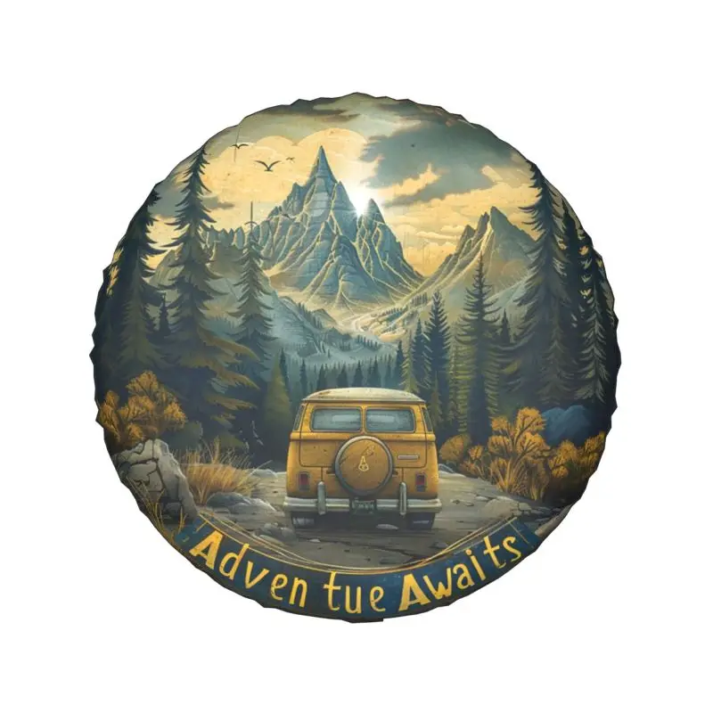 Adventure Awaits Vintage Cars Adventure Spare Wheel Cover for Jeep Pajero 4WD Trailer Custom Tire Protector 14\