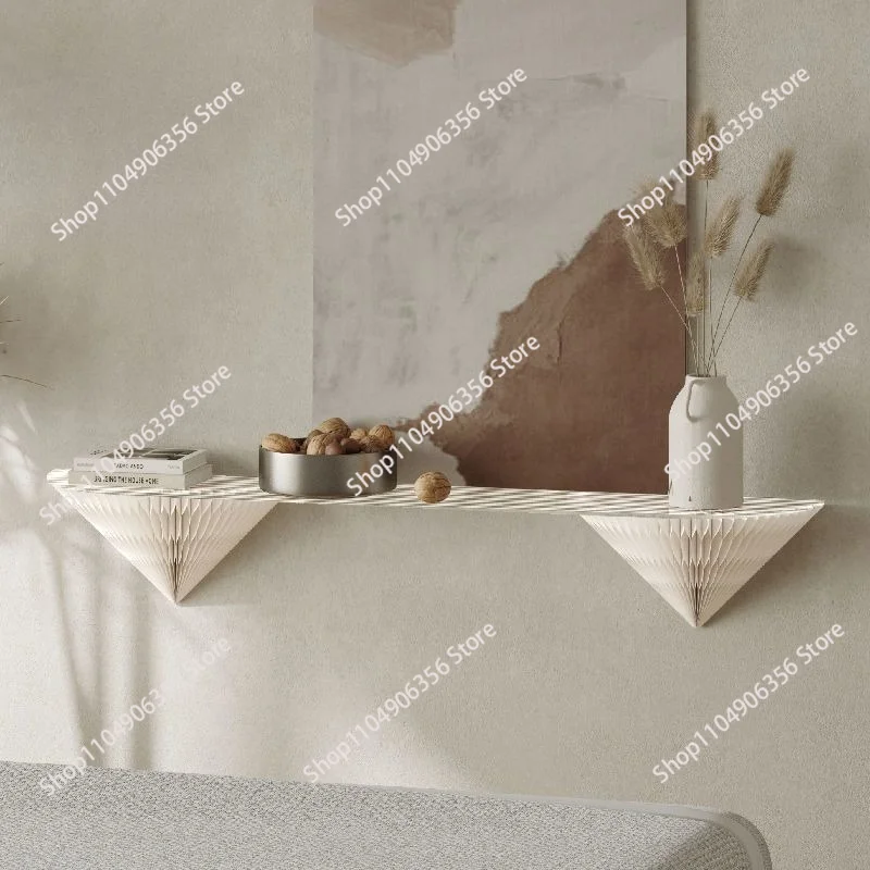 No Drill Wall Mount Floating Shelf, Accordion Paper Wall Display Rack, Decorative Wall Storage Board for Home