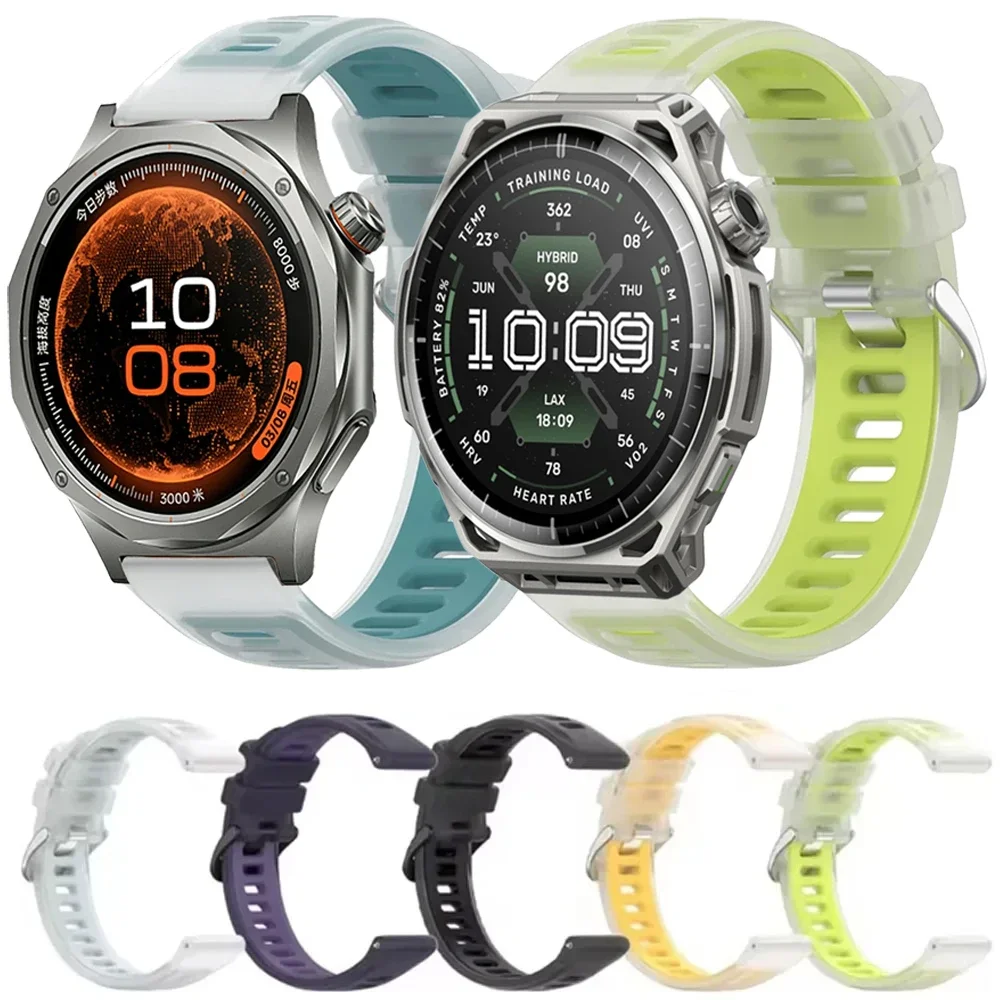 20mm 22mm Jelly Color Silicone Strap for OPPO Watch X3 Oneplus Watch 4-Lite Comfortable Breathable Band For Amazfit Balance 3-2