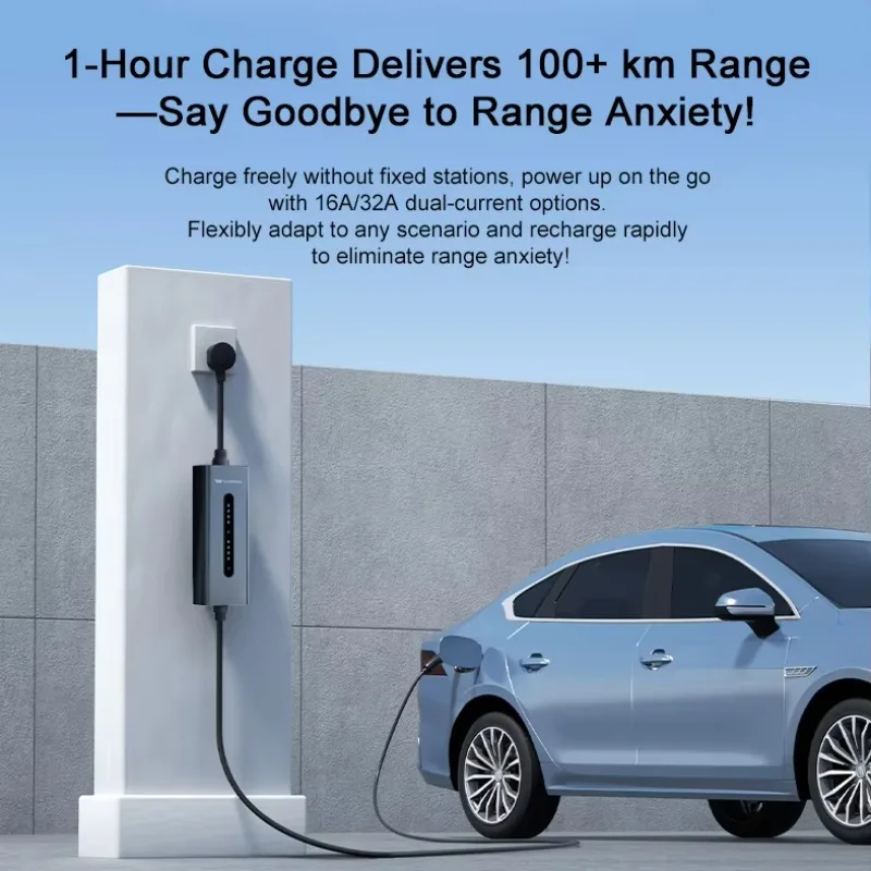 

Household TYPE 2 3.5kW 16A Current Adjustable Portable EV Charger with Customization Power Plug EV Mobile Charging Station