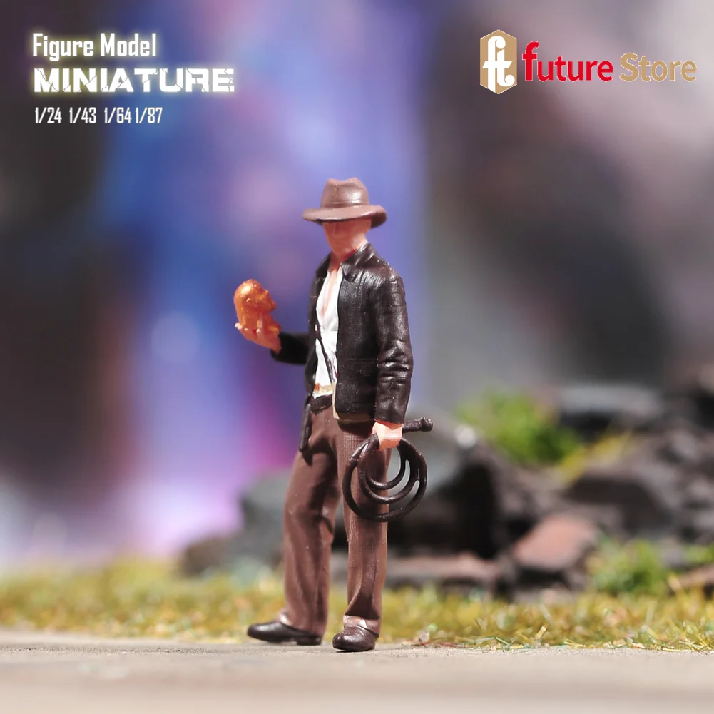 

Resin 3D Print 1/87 1/64 1/43 1/24 Explorer Man Jones Miniature Figure Mini Diorama Model Creative Scene Props Decoration Toys