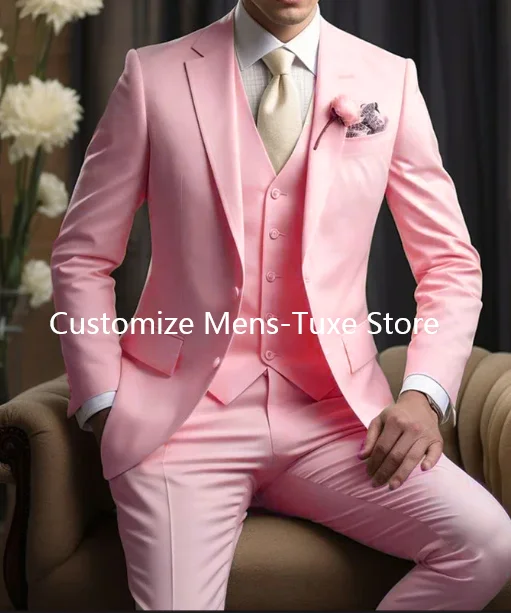 Elegant Wedding Men\'s Suits  Blazer Slim Fit 3 Pcs Jacket Pants Vest Luxury Costume Homme Formal Party Male Clothing