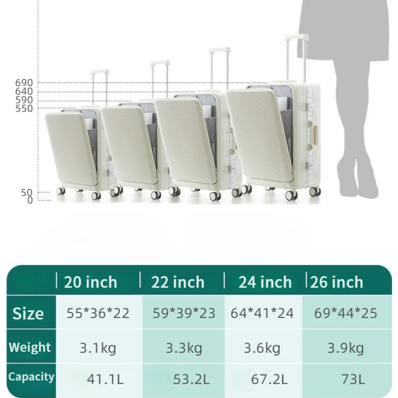 남녀공용 대용량 여행 가방, 휴대용 트롤리 수하물 가방, 암호 가방, 2023 새로운 디자인, 20 인치, 22 인치, 24 인치, 26 인치