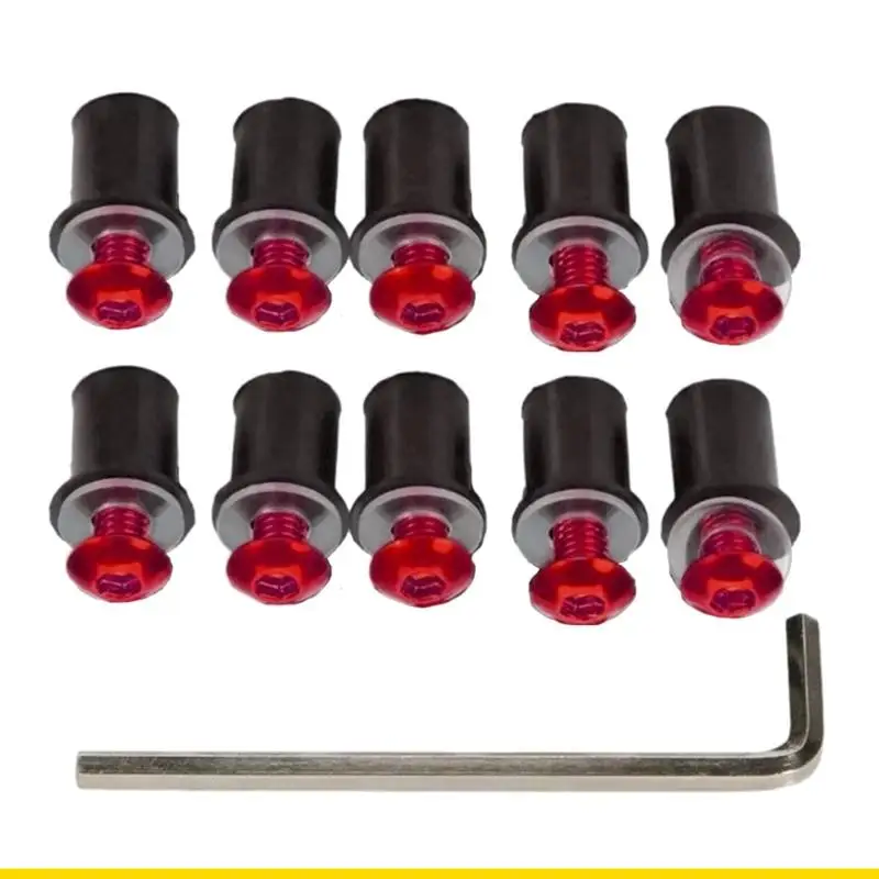 SZCH 10 Buah Baut Sekrup Kaca Depan Sepeda Motor M5x16mm Mur Pengencang Aluminium Kaca Depan Universal Aksesori Sepeda Motor