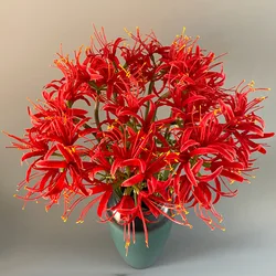 Artificial Flowers Red Spider Lilies Silk Flowers Outdoor Fake Plants Greenery Home Garden Decor Lycoris Bulbs H80