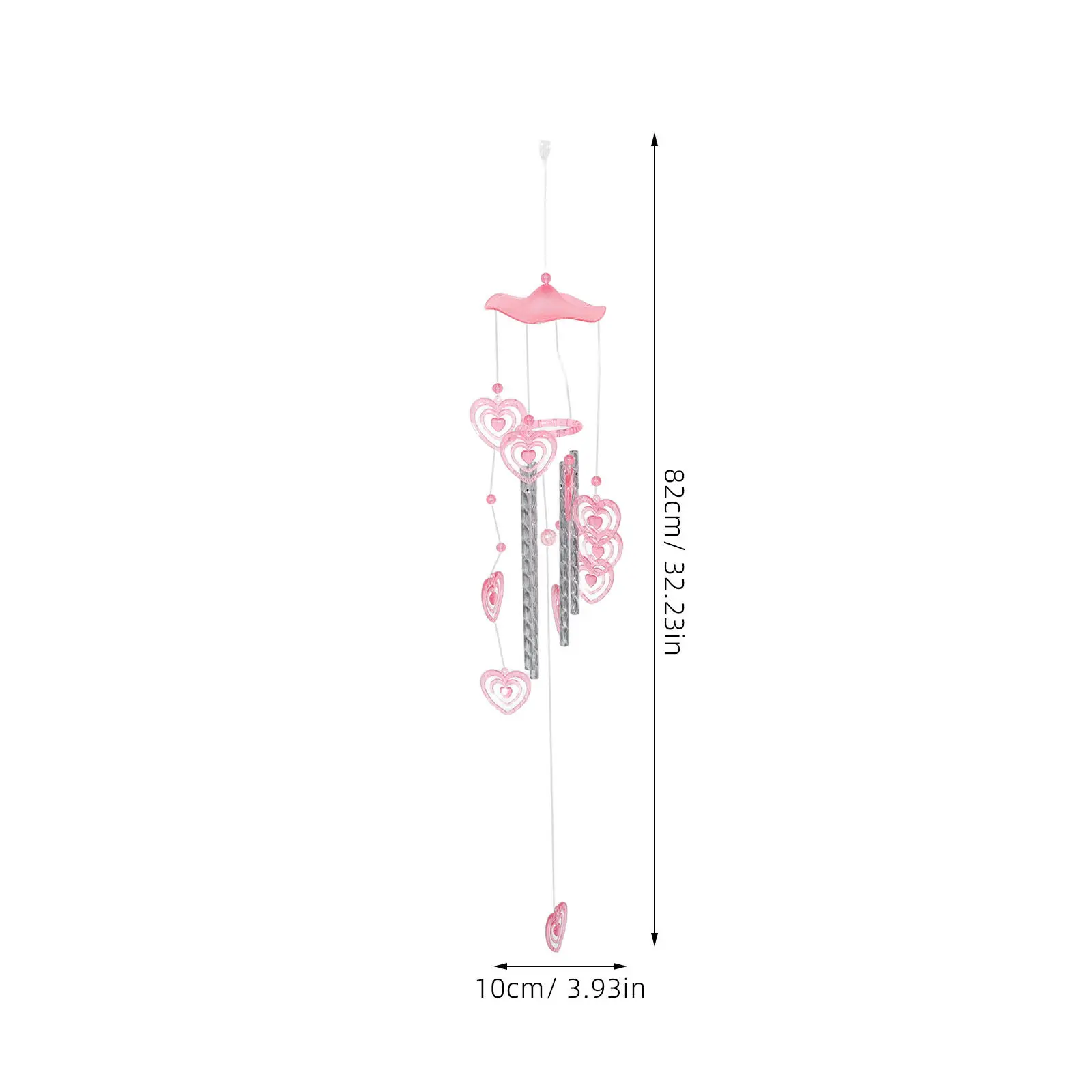 Heart Shaped Wind Chimes Creative Metal Tube Hanging Decoration for Balcony Patio Garden Valentine Outdoor Decoration