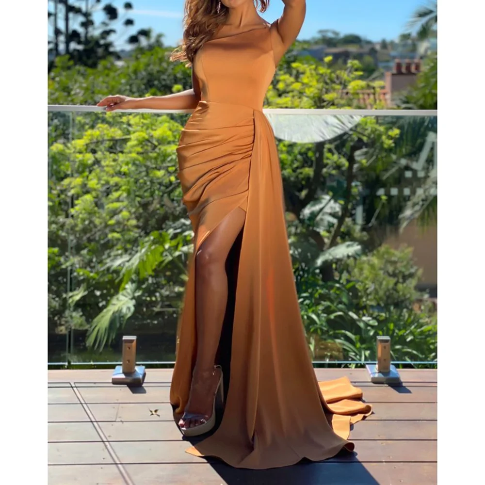 

2025 Summer New Style Sleeveless Mermaid Floor Length Side Split Overskirt Prom Party Gown Evening Dress