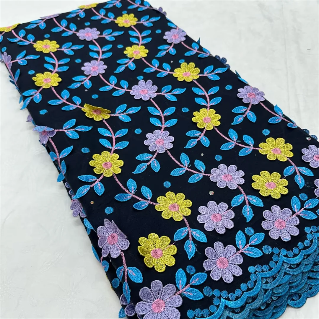 

Newest Swiss Voile Lace 3D Flower Embroidered Water Soluble Lace Fabric For Sewing Nigerian Women Dresses 5 yards