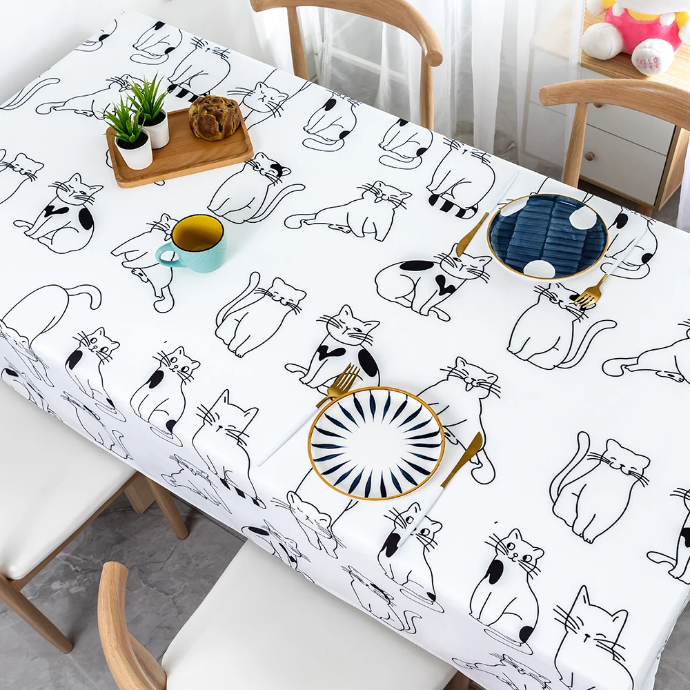 Cartoon Cat Tablecloth Nordic Plaid Cloth Art Small Fresh Lattice Desk Coffee Table Table Cloth Rectangular Tablecloths Nappe