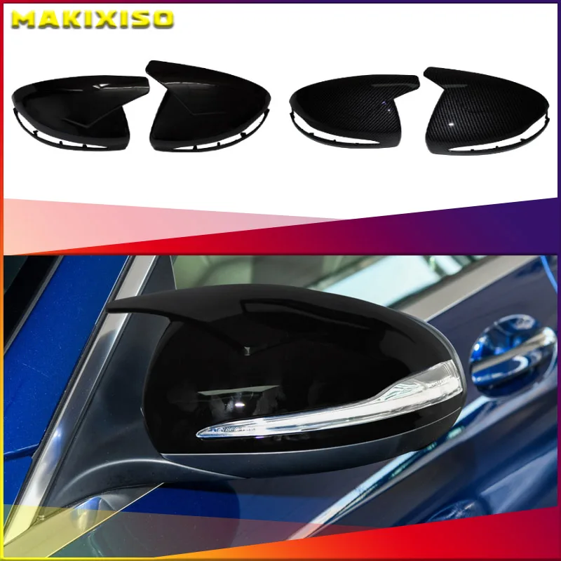 2PCS Glänzend Schwarz Spiegel Kappen Für Mercedes-Benz E GLC S C Klasse W205 W213 X253 W222 W238 rückspiegel Abdeckung