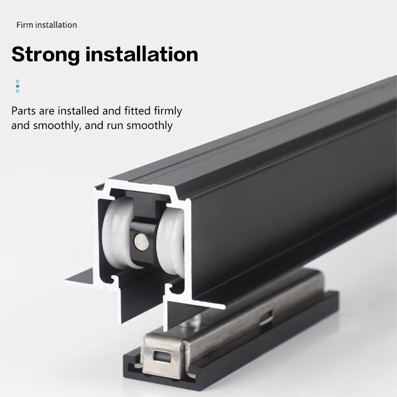 Sliding Sliding Door Hanging Rail Hidden Linear Pocket Door Track Two-Way Buffer Rail Pulley Hardware Accessories