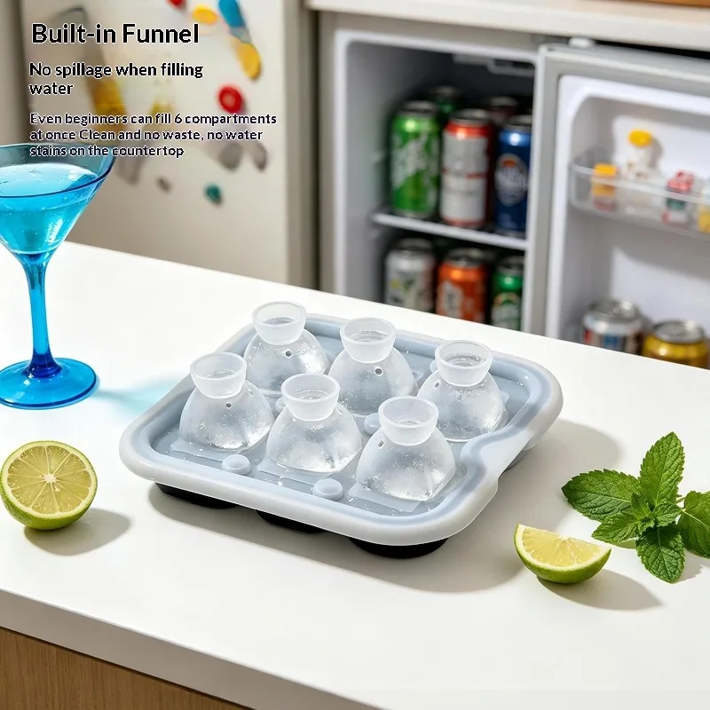 Vivid Stereo Head Ice Cube Mold Powerful Fine Detail Forming Design Supporting Funnel Included Suitable For Wine Cocktail Cooling Handmade Jelly Candy Bar Household Production silicone ice cube tray