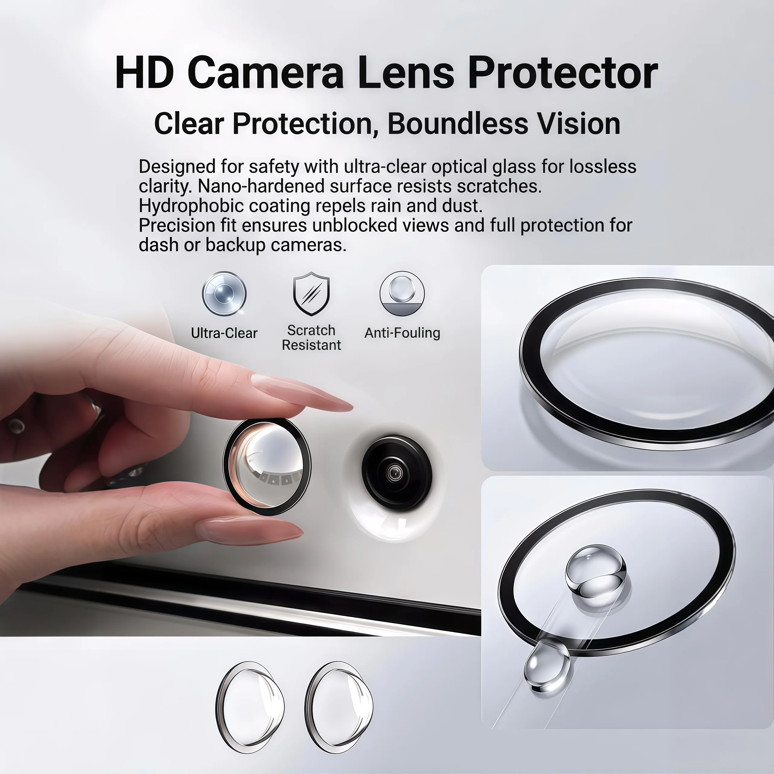 BLALION 2PCS Car Camera Lens Protector Advanced Scratch Car Camera Lens Guards Waterproof And Dustproof Protection Accessories