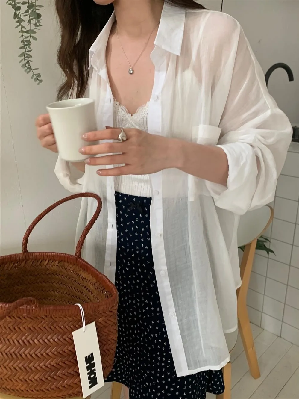 

Ele White Long Sve Silk irt Женский летний тонкий хлопковый льняной верхний солнцезащитный кардиган Топ