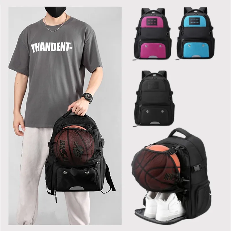 Basketball Backpack Waterproof Sports Backpack Outdoor Soccer Bag Large Capacity Student Backpack with Separate Shoe Compartment