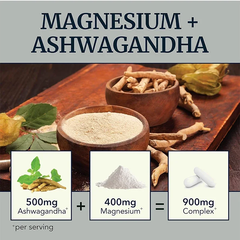 Magnesium Ashwagandha, Calming Magnesium Supplement For Adults | Relax, Rest, & Support Calm Mood, Muscle Health & Stress Relief