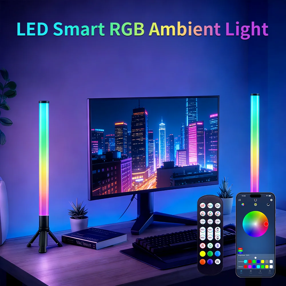 

Corner USB RGB 360°Ambient Rhythm Light Dimmable Color Changing Bluetooth APP Control Remote Control For Living Room And Bedroom