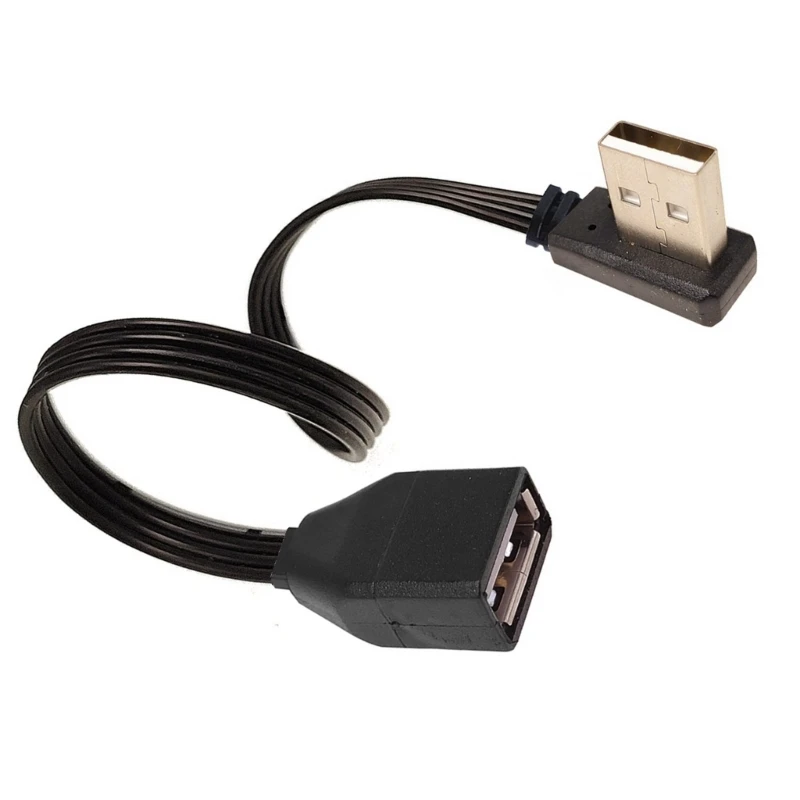 슈퍼 플랫 유연한 USB 2.0 A 남성-여성 90 각도 확장 어댑터 케이블 USB2.0 남성-여성 오른쪽/왼쪽/위/위