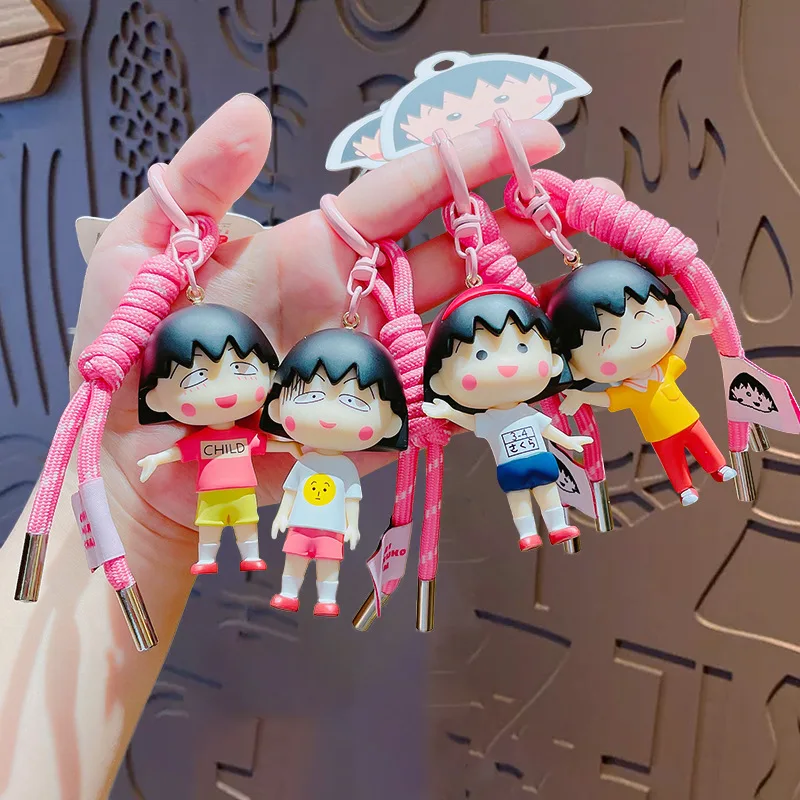 LLavero de coche colgante mochila colgante Chibi Maruko-Chan dibujos animados ocio Anime cadena periférica un regalo de cumpleaños para niñas